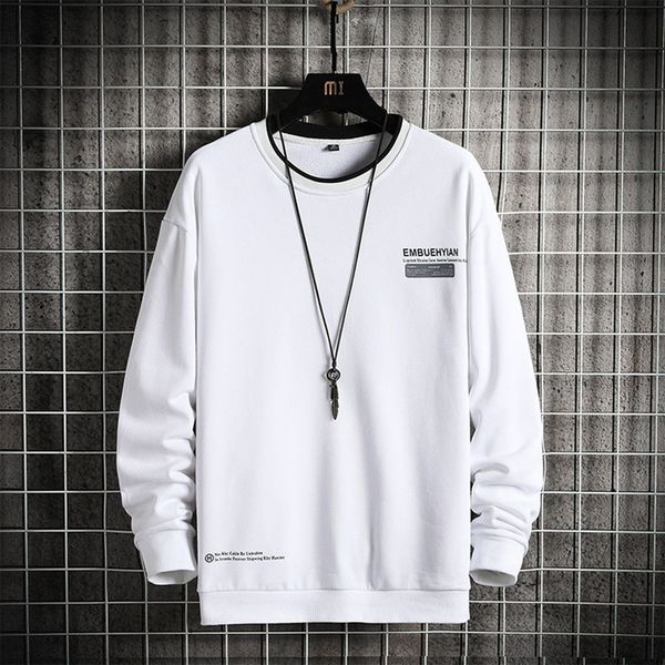 

men white sweatshirt fashion hip hop hoodie o-neck long sleeve shirt autumn spring thin polyester kg-1490, Black