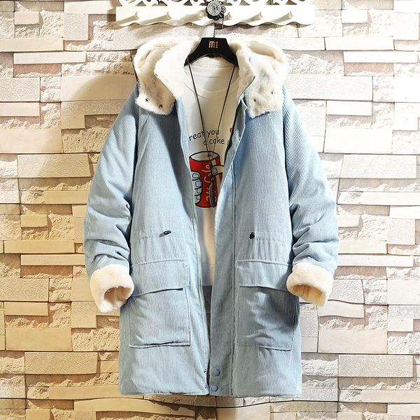 

новая зимняя parka мужские длинные пальто негабаритные толстый теплый тонкий вскользь с капюшоном распашонки с длинным рукавом куртки хлопка, Black