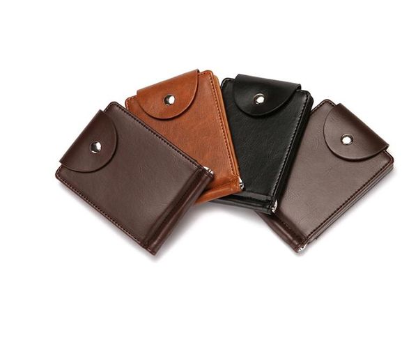 

dhl50pcs men pu plain short flap cover hasp card holders mix color, Brown;gray