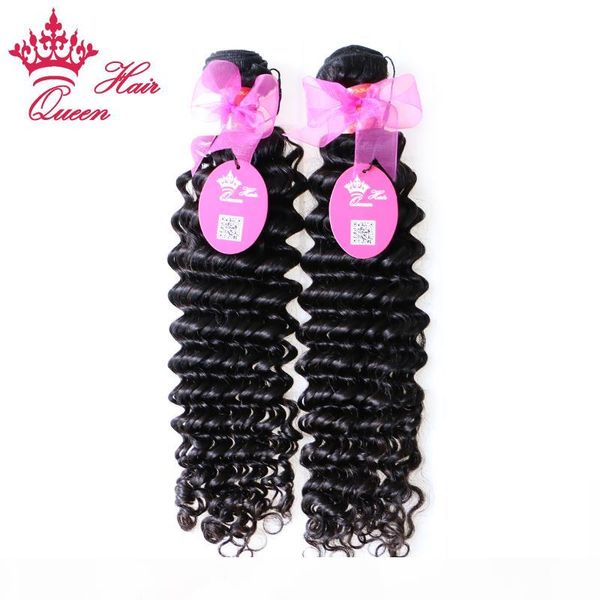 

queen hair products brazilian curly virgin hair extensions mixed length 12"-28" 2 pcs lot queen deep wave hair, Black