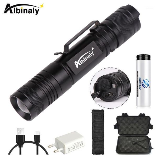 

glare led rechargeable led torch 5 lighting modes camping light portable lighting use 18650 battery give a gift1