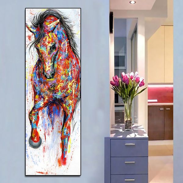 

modern wall art canvas painting abstract running horse poster prints watercolor animal wall picture for living room home decoration