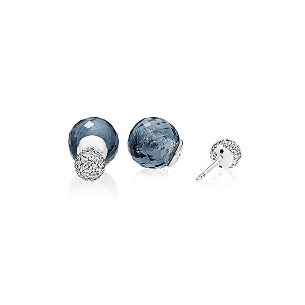 

blue crystal bright water drop stud earring original box for pandora 925 sterling silver women wedding earrings set, Golden;silver