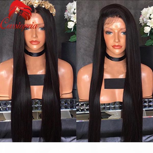 

lace front virgin human hair silky straight wigs peruvian style full lace wig with baby hair for black women, Black;brown