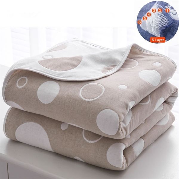Verão Qualidade Algodão Cobertor de Bebê 6-Camada Engrossar Infantil Ar Condicionado Quilt Swaddle Warp Soft Muslin Gaze Coberturas LJ201105