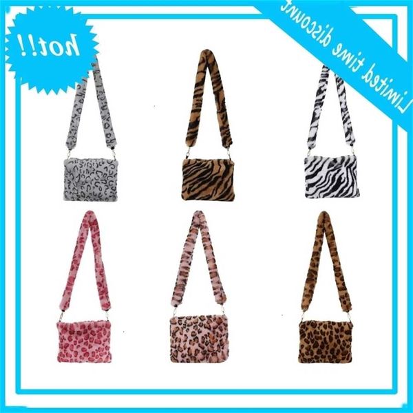 

women luipaard print pluche shoulder crossbody bag dead satchel messenger purse a69c