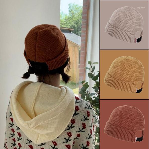 

beanies autumn and winter models pure color woolen hat women wild ins knitted outdoor casual fashion melon leather1
