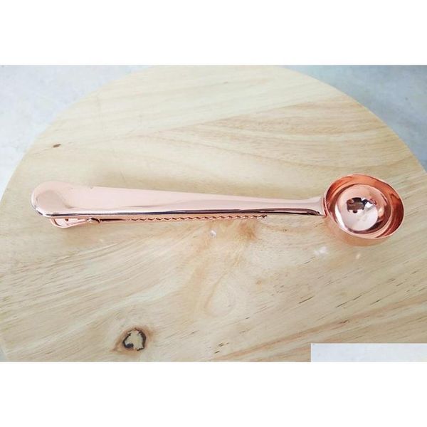 

rose gold stainless steel coffee scoop with bag clip measuring spoon for milk powde jllicl xhhair