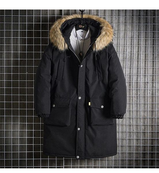 

men winter coats warm down jacket hooded fur mens clothing mens designer jacket fashion solid color, Black