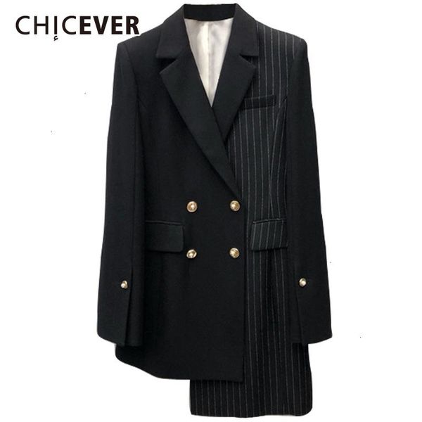 

women's suits & blazers chicever asymmetrical patchwork plaid blazer notched long sleeve double button female 2021 autumn fashion tide, White;black