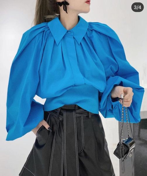

2020fw autumn fashion women loose blouse female blue long sleeve cotton shirt gdnz 10.24, White