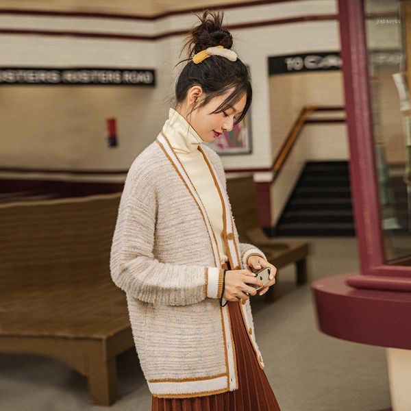 

inman cardigan knitwear sweater 2020 winter new arrival jacqueline v neck elegant outerwear cardigan1, White