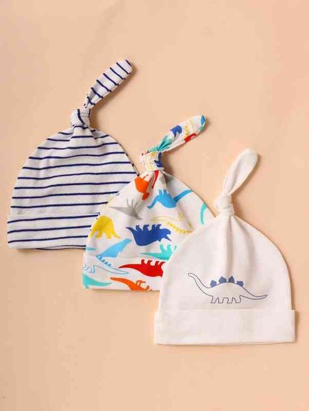 

3pcs baby dinosaur print hat she, Yellow