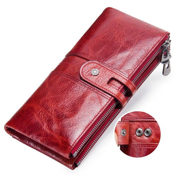 

wallets genuine leather ladies purse fashion casual comfortable feel exquisite atmosphere clutch bag, Red;black
