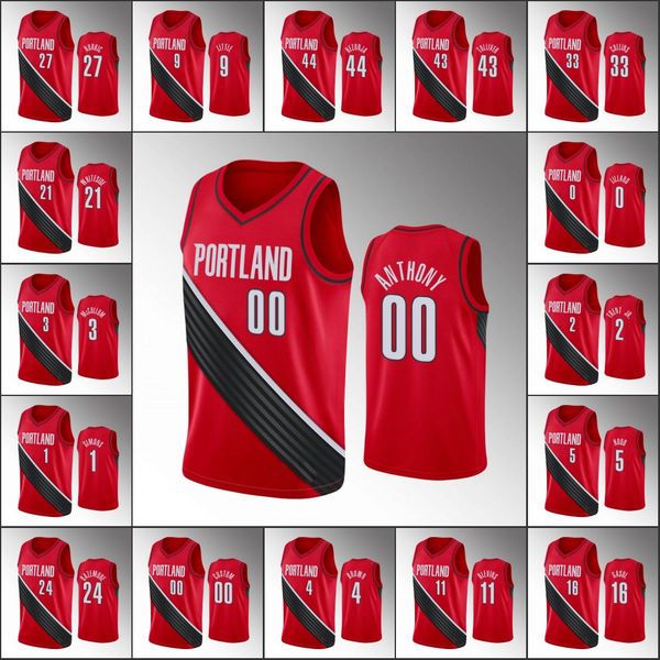 

портленд тропинка блейзеры мужчины лиллард макколлум кармело энтони красный nba заявление на заказ 2020 джерси, Black