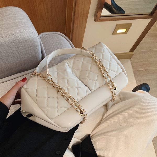 

autumn and winter chic leisure foreign style for women's 2019 new korean fashion lingge versatile hand handbagcarry bag handbagone shou