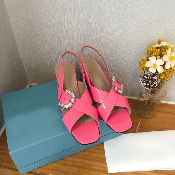 

crystal women sandals genuine leather cross women shoes slingback pumps thick high heels summer sandals 2020 new shoes, Black