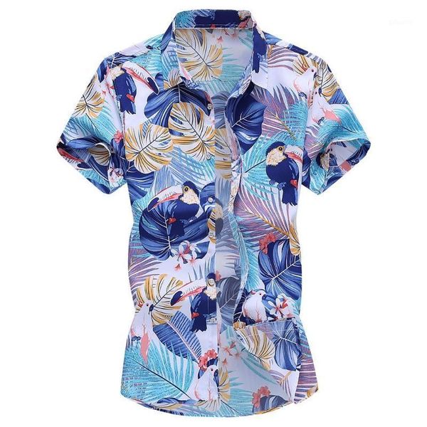 

klv short sleeve male shirt cotton blend tunic men's slim loose hawaii shirt male printed turn-down collar drop shipping1, White;black