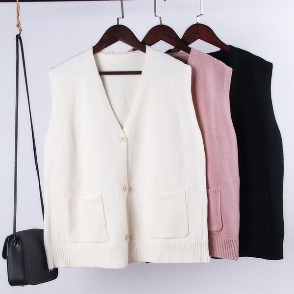 

hirsionsan свитер женщина свободного жилет v шеи вязаных повседневной осень зима кардиган крупногабаритные теплые кнопки chic рукава вязать, White;black