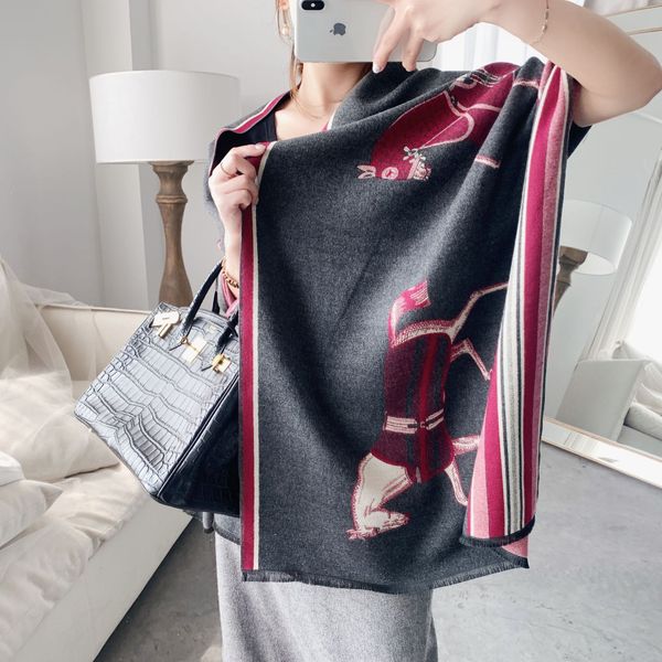 

rx2m1 cashmere like autumn and winter fashion war horse qinghai lake plateau gannan ningxia tourism shawl scarf shawl scarf, Black;white