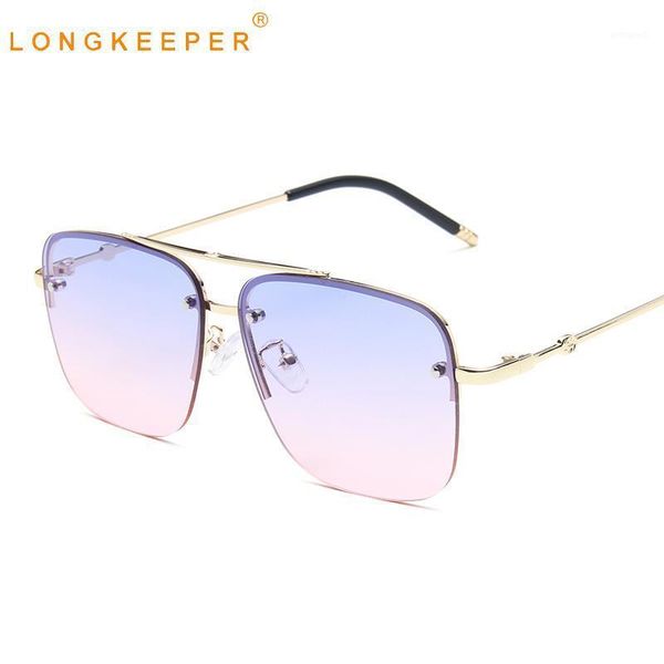 

sunglasses longkeeper square women men vintage metal semi-rimless sun glasses ladies gradient eyewear uv400 okulary1, White;black