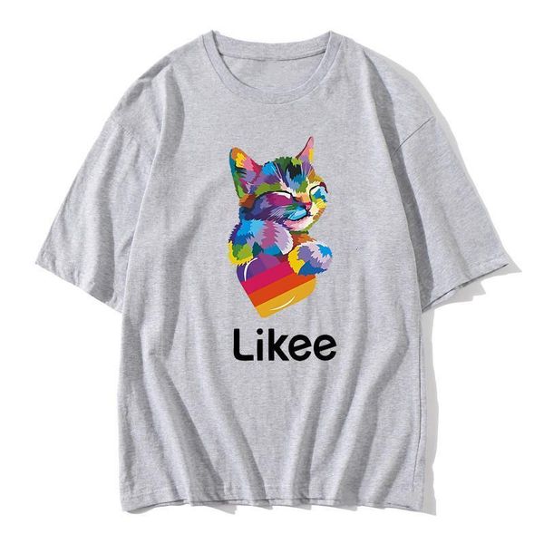 

rainbow cat love likee t shirt women summer 2020 russian popular tshirt tees shirt femme cool streetwear graphic t-shirt, White