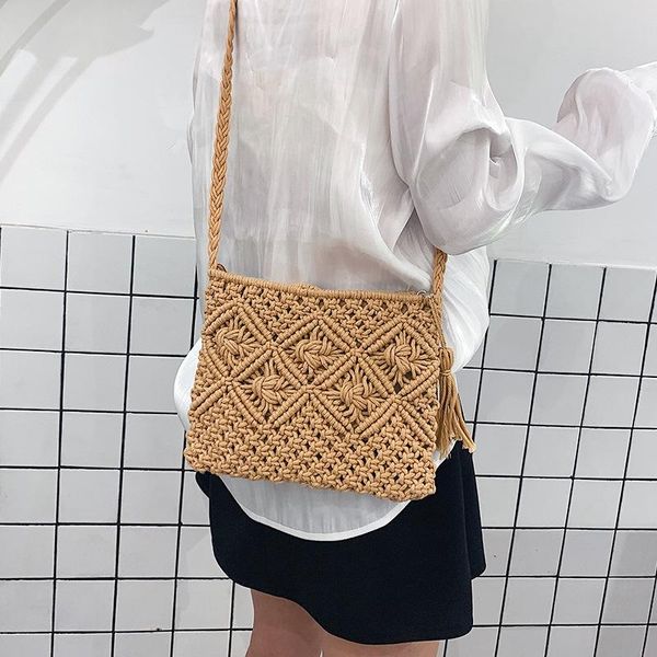 

students women bag summer hipster bag versatile rattan shoulder mori crossbody bags for women woven girl crossbody