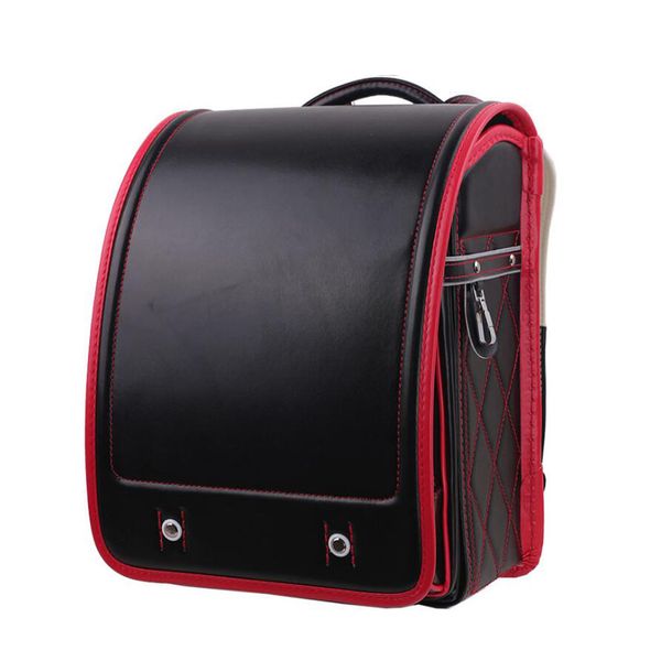 

boy black backpack for children orthopedic school bag japanese waterproof pu hasp solid kid randoseru for 1-3 grade y200706