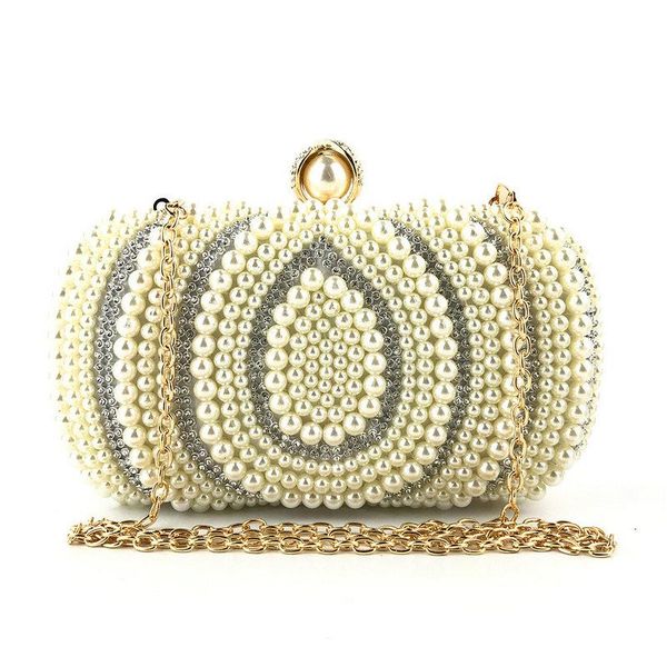 

handmade beaded ladies fashion bags pearl evening bag with chain shoulder women's handbags wallets evening bag for wedding party