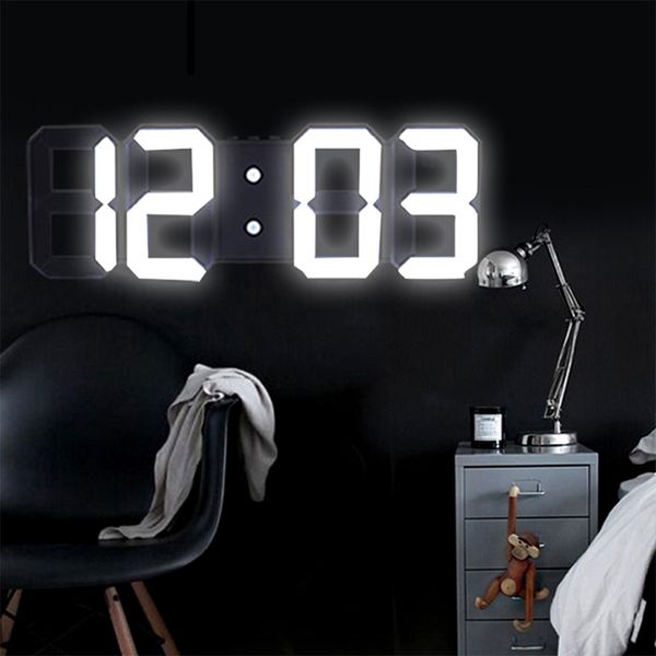 3D Grande LED Digital Wall Clock Data Time Celsius Nightlight Display Tabela Desktop Clocks Despertador da sala de estar Y200109