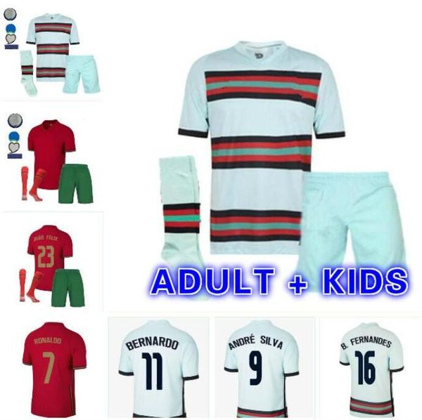 

kids kit 2020 2021 soccer jerseys ronaldo joao felix home away boys suit football shirt 20 21 portuga  guedes child camisa de futebol, Black;yellow