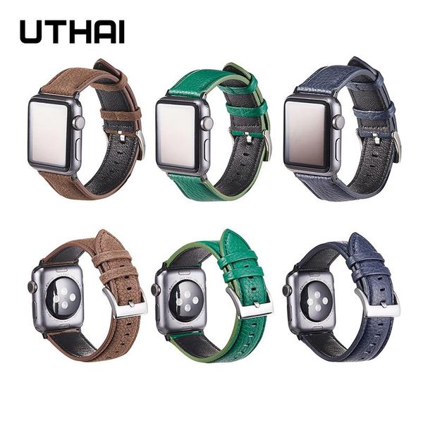 

uthai z35 new leather apple strap iwatch 5 band 40mm 44mm strap for apple watch series 3/2/1 high-grade leather sqcysk new_dhbest, Black;brown