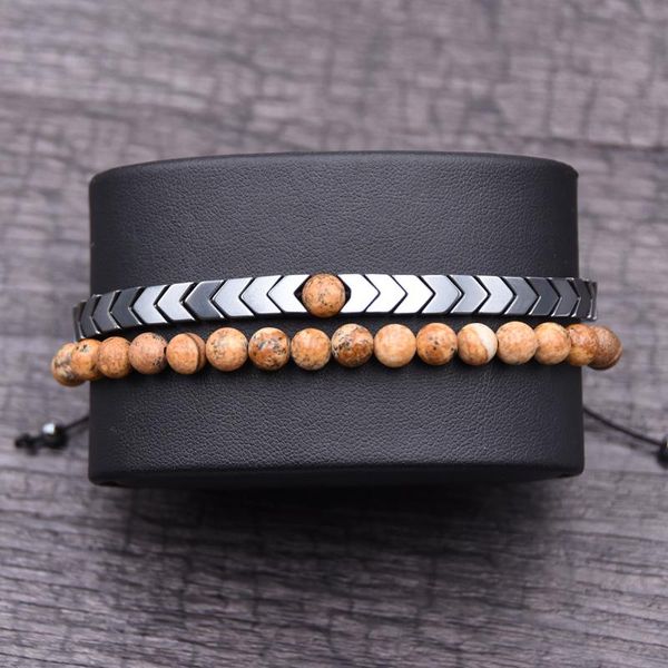 

beaded, strands men's set hematite bracelets european weaving mens brading macrame bangle punk hiphop cool men jewelry gift pulseira ma, Black