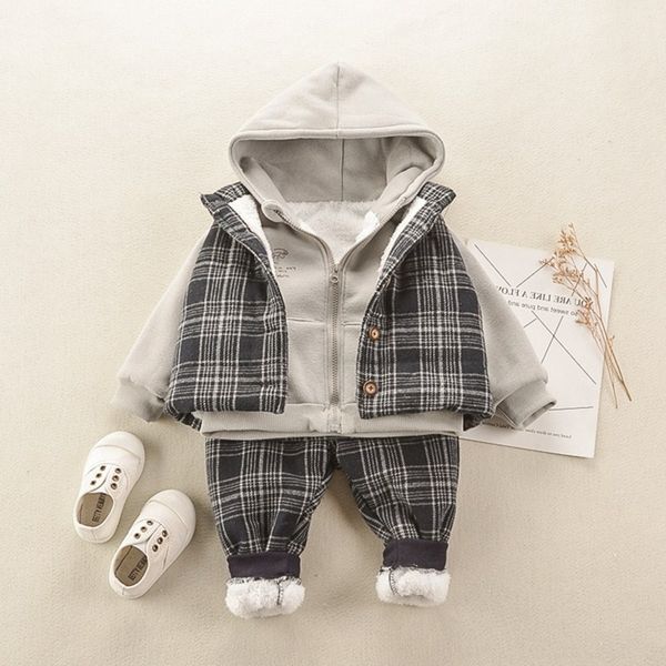 

boyswinter износ 2019 младенца boyssuit младенца износа плюшевые утолщенной три куска свитер 1-2-3-4 лет детский свитер детской одежды zq, Gray