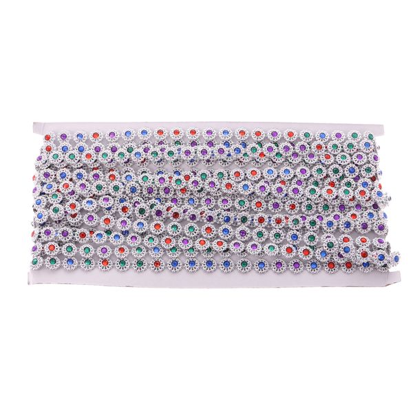 

10 yards diamante colorful flower crystal beaded chain ribbon trim sewing decoration applique