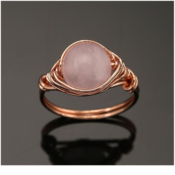 

boho natural stone ring rose gold color wire wrapped rings for women opal ring reiki healing fashion jewelry 1 jllvnz, Black