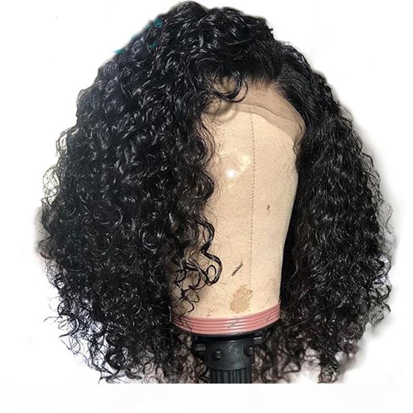 

curly lace front and full lace wig brazilian human hair wigs with bbay hair natural color for black women, Black;brown