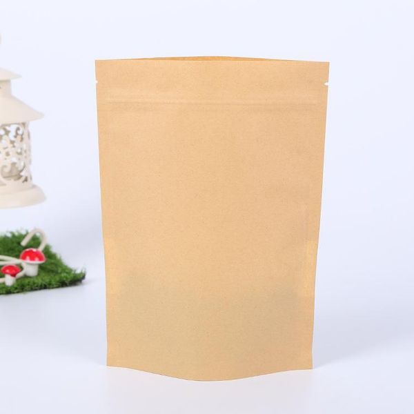 

100pcs brown gift kraft paper bag zip lock food snack tea bag packing retail craft paper bag food h jlletm