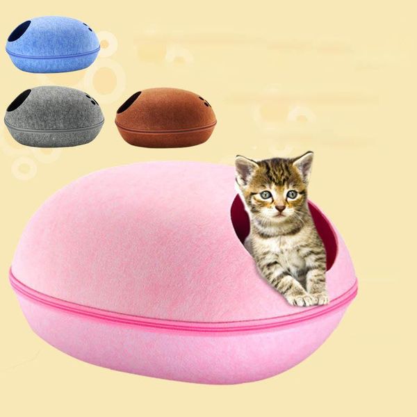 

cat house nest with zipper detachable cushion dog mat egg shape dog kennel cat bed felt cloth cats cave sleeping mat pet bed