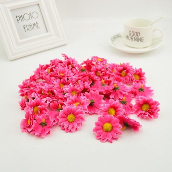 

50pcs artificial flower silk sunflower heads handmake wedding car decoration scrapbooking diy wreath gift box fake flower bbypdy
