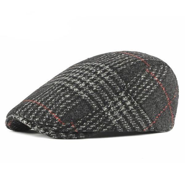 

berets [kagynap]autumn winter retro solid color hat men wool sunshade forward cap sboy painter women casual beret, Blue;gray