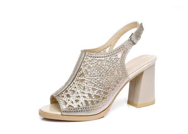 

2020 women's new sandals sequin banquet women's shoes high-heeled hollow sandals1, Black