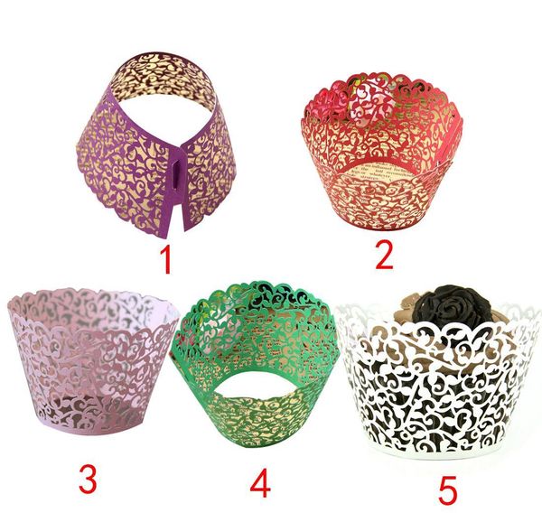 

wholesale- 12pcs/set wedding birthday filigree vine cupcake wrappers wraps wedding birthday part wmtuxc fivegarden