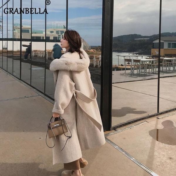 

autumn winter women outerwear 2020 new medium long female woolen coat over double faced wool hooded long knee coat1, Black