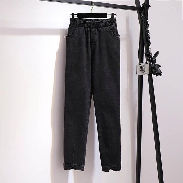 

women's jeans plus size loose elastic stretch denim trousers women 5xl 6xl 7xl 8xl 9xl black cotton pants1, Blue