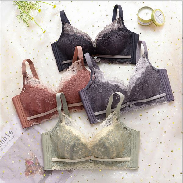 

606# thai latex lace girl's small bra without steel ring, Red;black