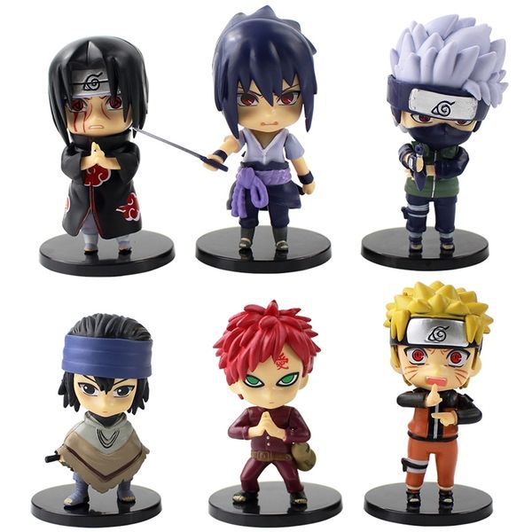 

6pcs/lot naruto shippuden figures naruto sasuke itachi kakashi gaara model toys gifts for kids y200421