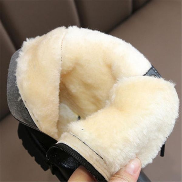 

autumn winter children motorcycle boots fashion classic boys girls lace up military boots kids shoes warm snow boots 01a sqcbdm pingtoy, Black