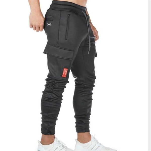 

men multi-pocket harem hip pop pants trousers streetwear sweatpants hombre male casual fashion cargo pants men jogger pants 201109, Black