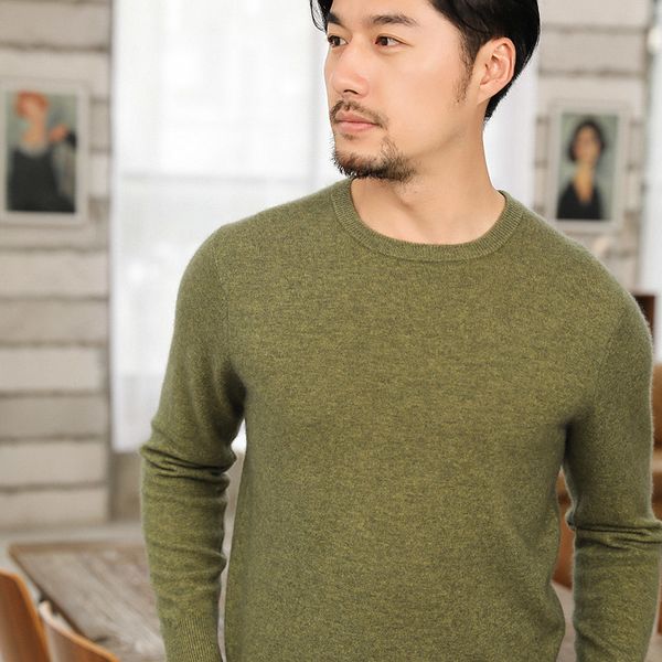 

2021 new oneck sweaters man 100% pure goat cashmere knitted jumpers male 4colors soft warm pashmina knitwear pullovers rafr, White;black